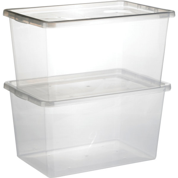 Basic plastboks inkl låg, 52 liter, Klar