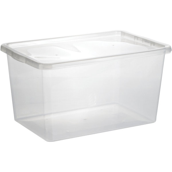 Basic plastboks inkl låg, 52 liter, Klar