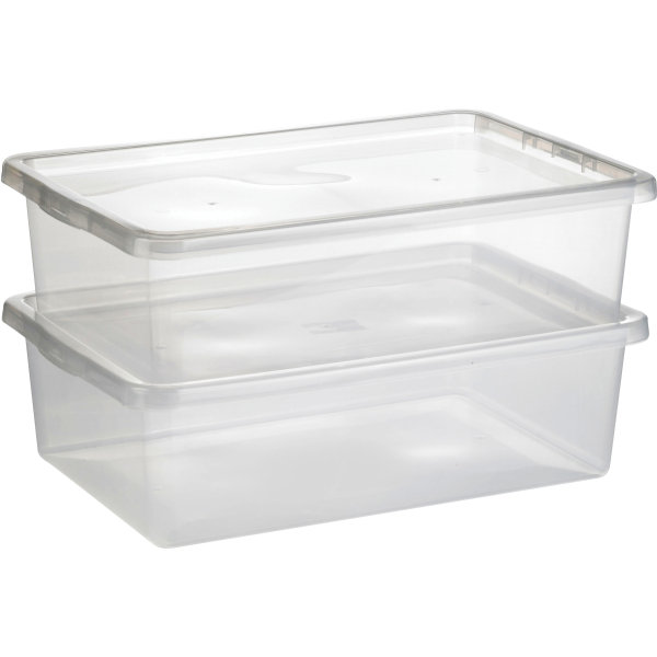 Basic plastboks inkl låg, 30 liter, Klar