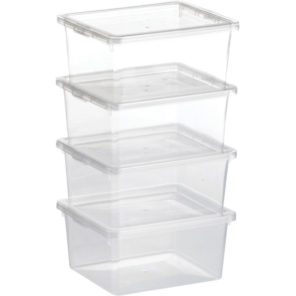 Basic plastboks inkl. låg, 2,3 liter, Klar