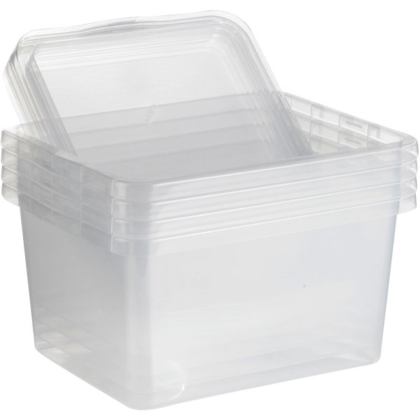 Basic plastboks inkl låg, 20 liter, Klar