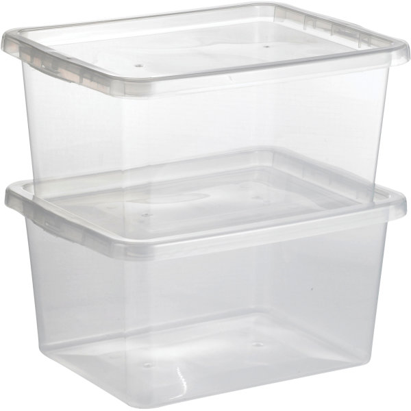 Basic plastboks inkl låg, 20 liter, Klar