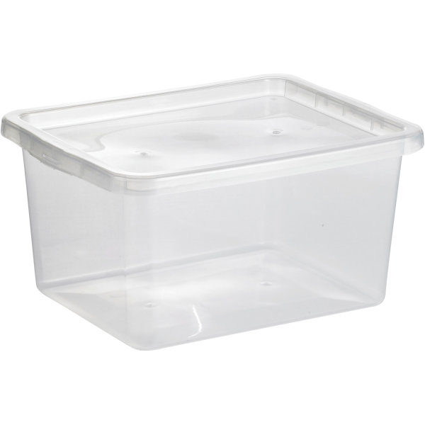 Basic plastboks inkl låg, 20 liter, Klar