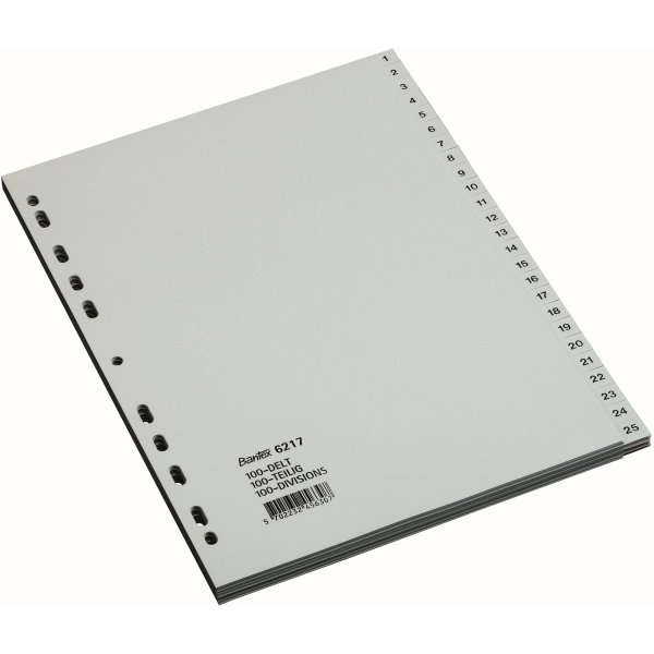 Bantex register PP A4 1-100, grå
