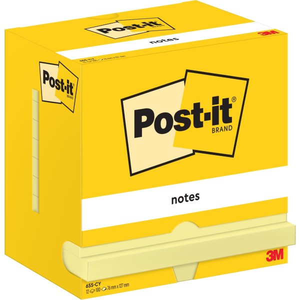 Post-it memoblokke 76 x 127mm, gul