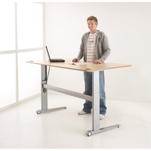 STEADY hæve-/sænkebord, 180x100 cm, center, ahorn