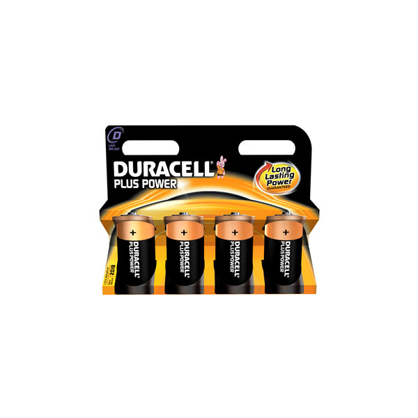 Duracell Plus Power D-batterier LR20, 4 stk.