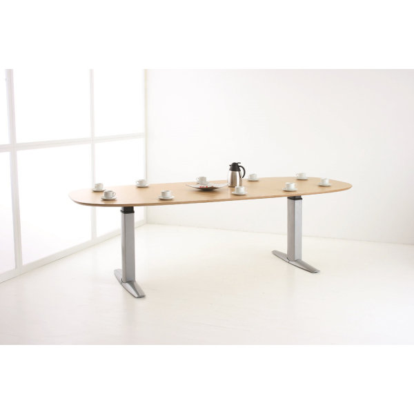 Goliath hæve/sænkebord centerbue 200 cm bøg/alu