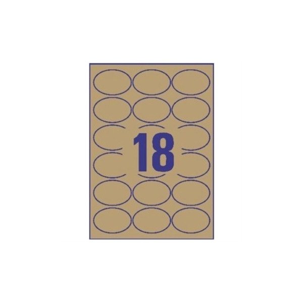 Avery L7103-25 ovale etiketter, 63,5x42,3 mm, brun