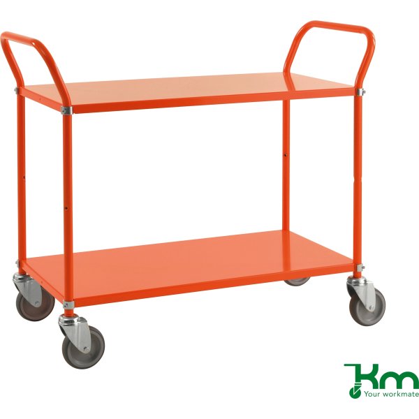 Rullebord 2 hylder, 1070x450x940, 250 kg, Orange