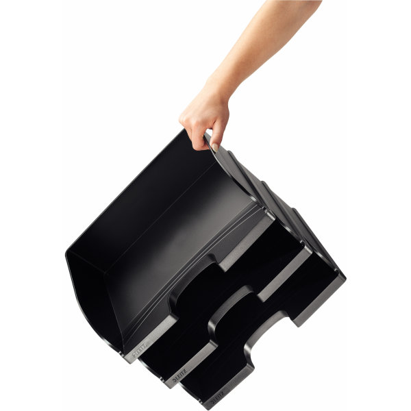Leitz Plus Jumbo brevkorg, tvärformat, svart