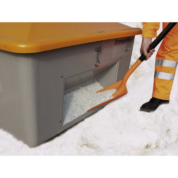 Salt-/sandlåda 700 L, bottenöppning, Grå/orange