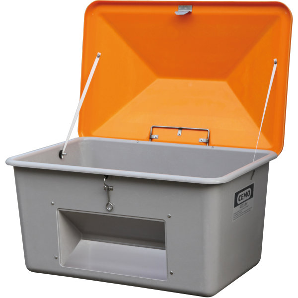 Salt-/sandlåda 2200 L, bottenöppning, Grå/orange