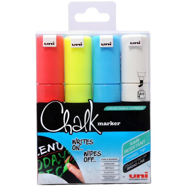 Uni Chalk Marker PWE-8K, 4 styk 8mm
