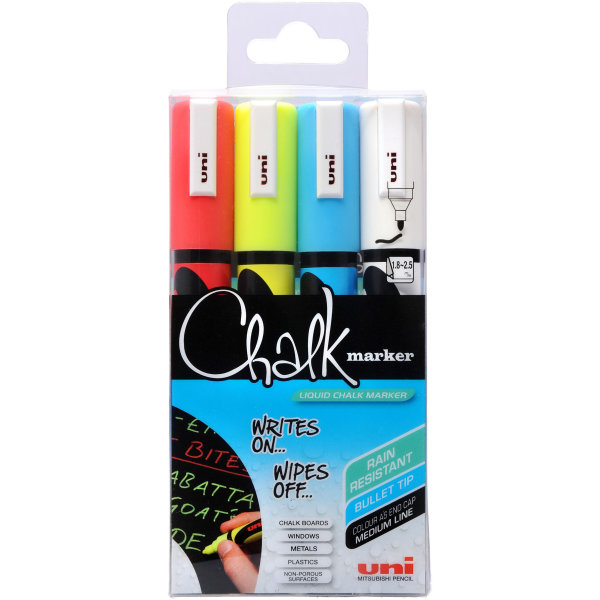 Uni PWE-5M Chalk Marker | 2,5 mm | 4 stk.