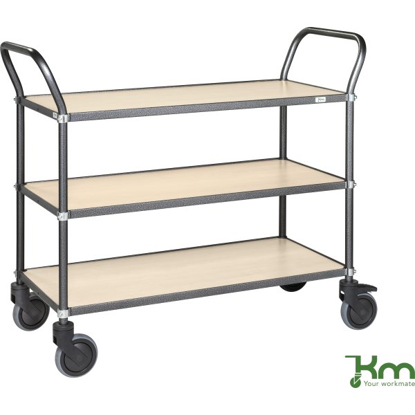 Rullebord - 3 hylder, 1100x430x940, Antracit/Birk