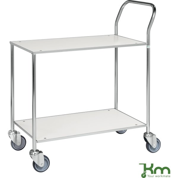 Rullebord - 2 hylder, 840x430x970, Galvanis/Hvid