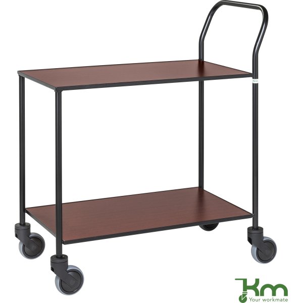 Rullebord - 2 hylder, 840x430x970, Sort/Mahogni