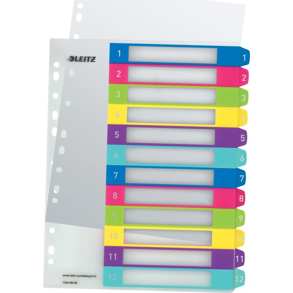 Leitz WOW Printbare registre, A4, 1-12