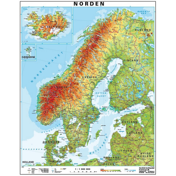 Kort over Skandinavien/Norden