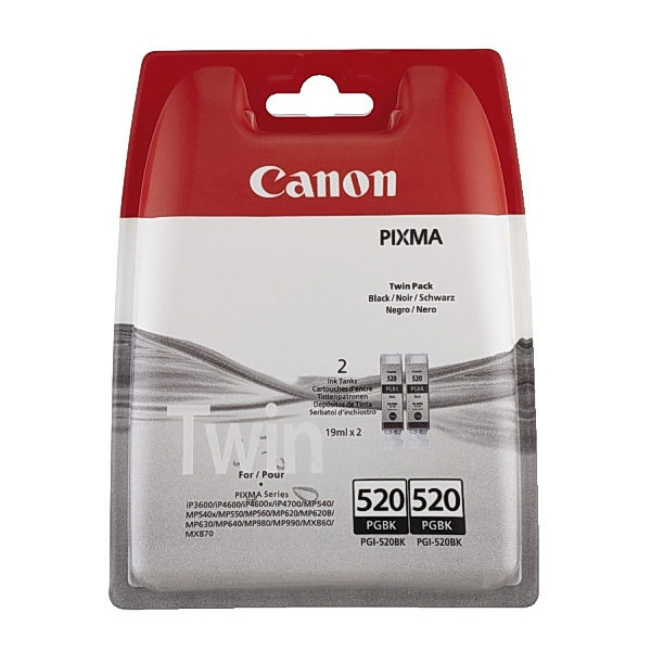 Canon PGI-520 twin-pack blækpatron, sort, 2 x 19ml