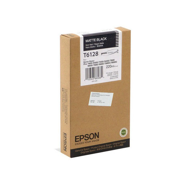 Epson C13T612800 blækpatron, matsort, 220ml