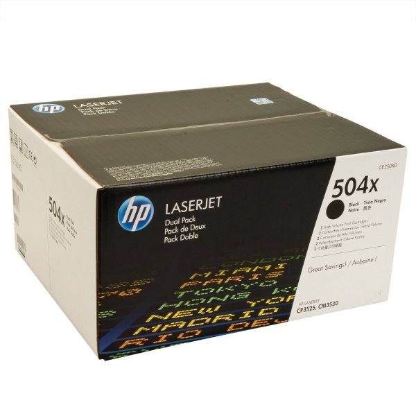 HP no 504X CE250XD HC lasertoner, sort, 2x10500s