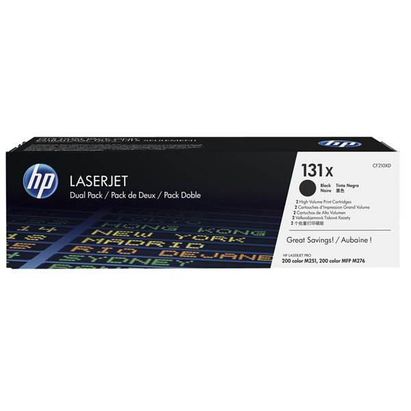 HP 131X/CF210XD lasertoner, sort, 2x2400 s.