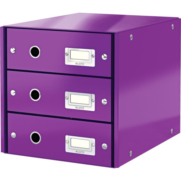 Leitz Click & Store skuffekabinet 3 rum, lilla