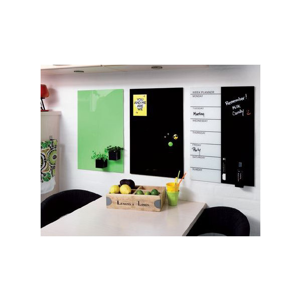 NAGA Glassboard magnetisk glastavle 90x120cm, sort