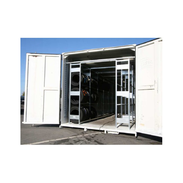 Dækreol-indretning af 20 fods container, 120 dæk