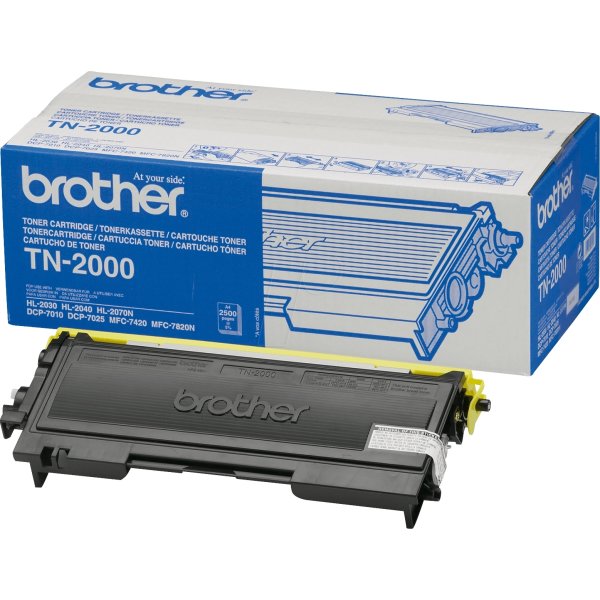 Brother TN2000 lasertoner, sort, 2500s
