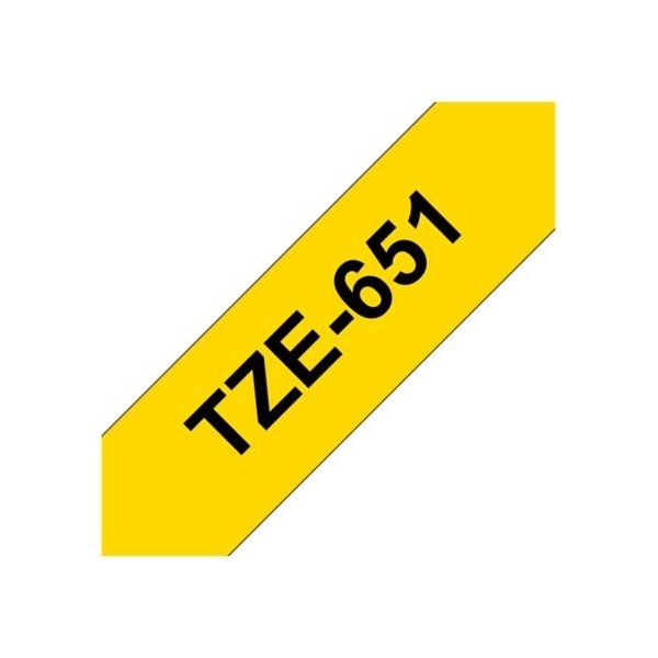 Brother TZe-651 labeltape 24mm, sort på gul