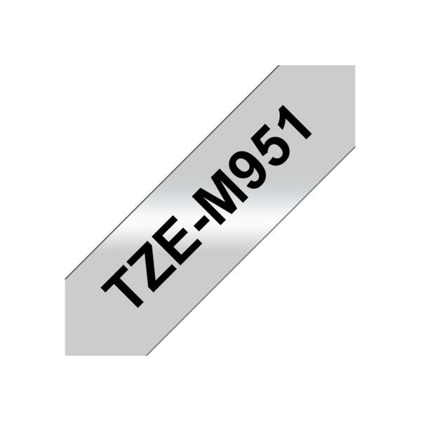 Brother TZe-M951 labeltape 24mm, sort på mat sølv