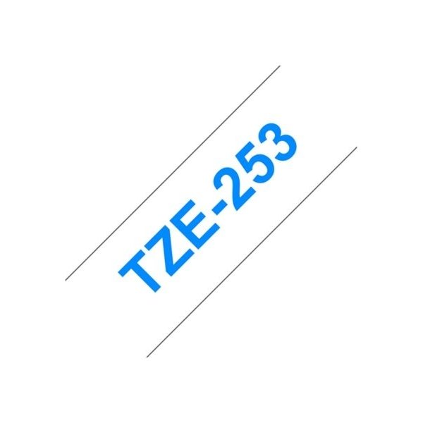 Brother TZe-253 labeltape 24mm, blå på hvid