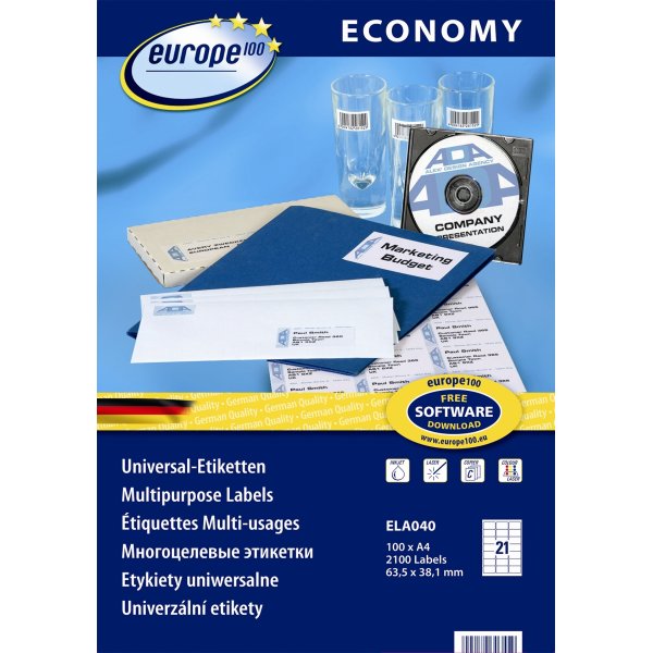 Europe E100 Etiket | 63,5x38,1 mm | 2100 stk.