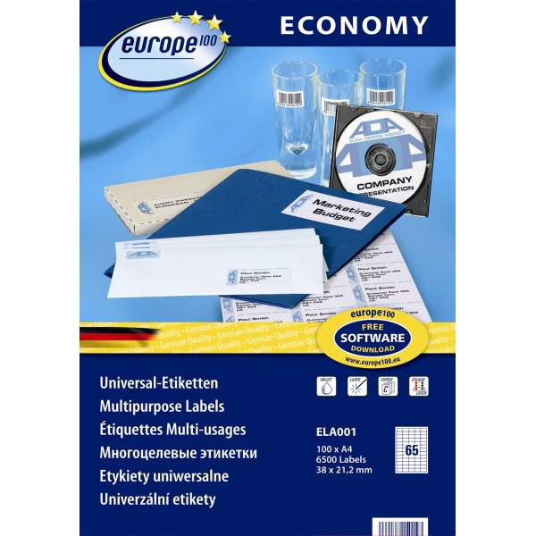 Europe E100 Etiket | 38x21,2 mm | 6500 stk.