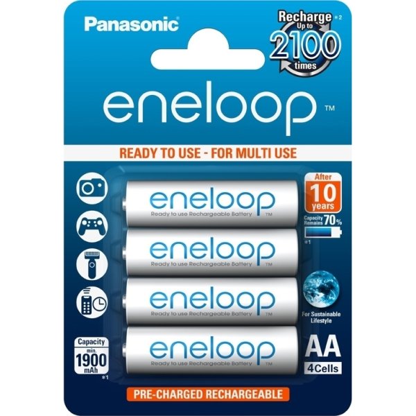 Panasonic Eneloop AA genop.batterier, 4 stk