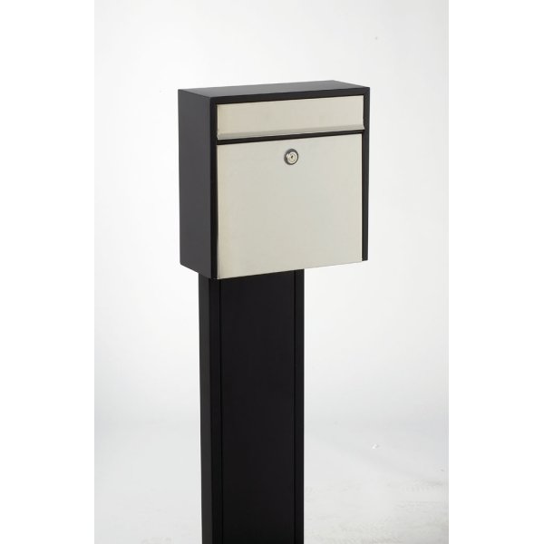 Allux 250 Postkasse, sort m. rustfri front