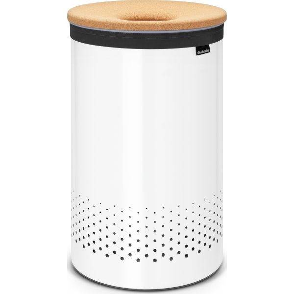 Brabantia Vasketøjskurv, 60 L, hvid m/kork låg
