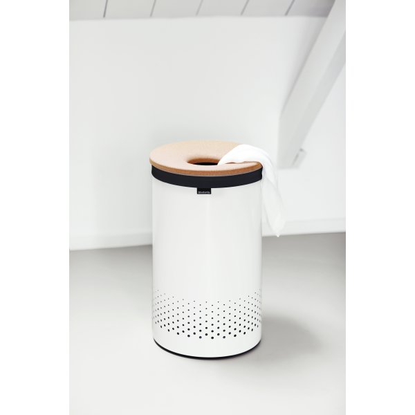 Brabantia Vasketøjskurv, 60 L, hvid m/kork låg