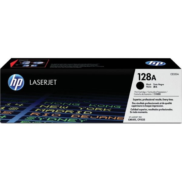 HP no 128A CE320A lasertoner, sort