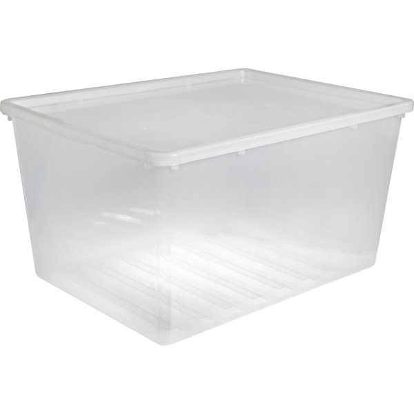 Basic plastboks inkl låg, 134 liter, Klar