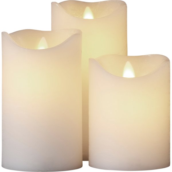 Sara LED vokslys, Hvid, 3 stk.