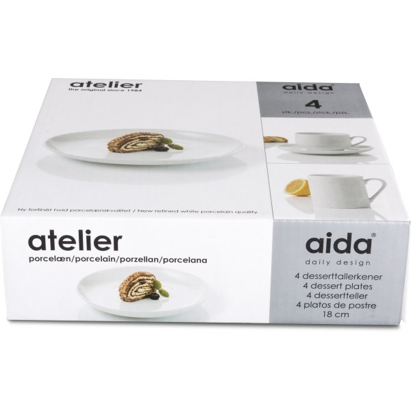 Aida Atelier Super White Desserttallerken, 18 cm