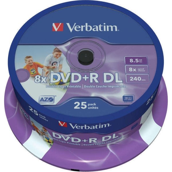 Verbatim DVD+R 8,5GB 8x dual layer spindel, 25 stk