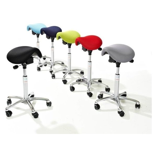 CL Mini sadelstol, sort, stof, 58-77 cm