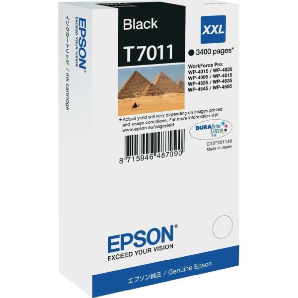 Epson nr.T7011/C13T70114010 blækpatron, sort, 3400