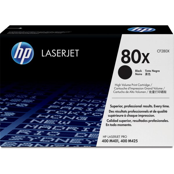 HP no 80X CF280X lasertoner, sort