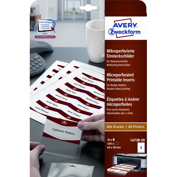 Avery L4728 -20 navneskilt 60x90 mm 